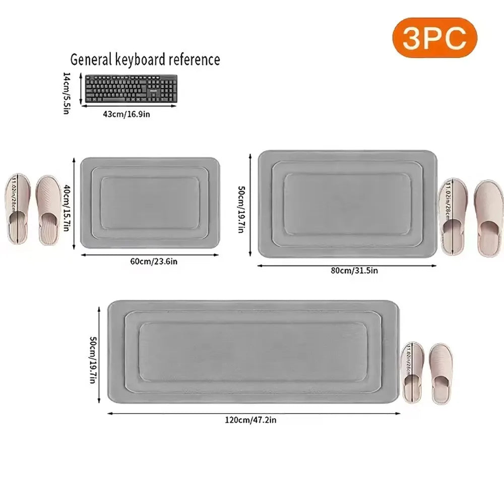 3Pcs Bathroom Rugs Non Slip Bath Mats for Floor Tub Shower Soft Absorbent Waterproof Machine Washable Modern Design Home Decor