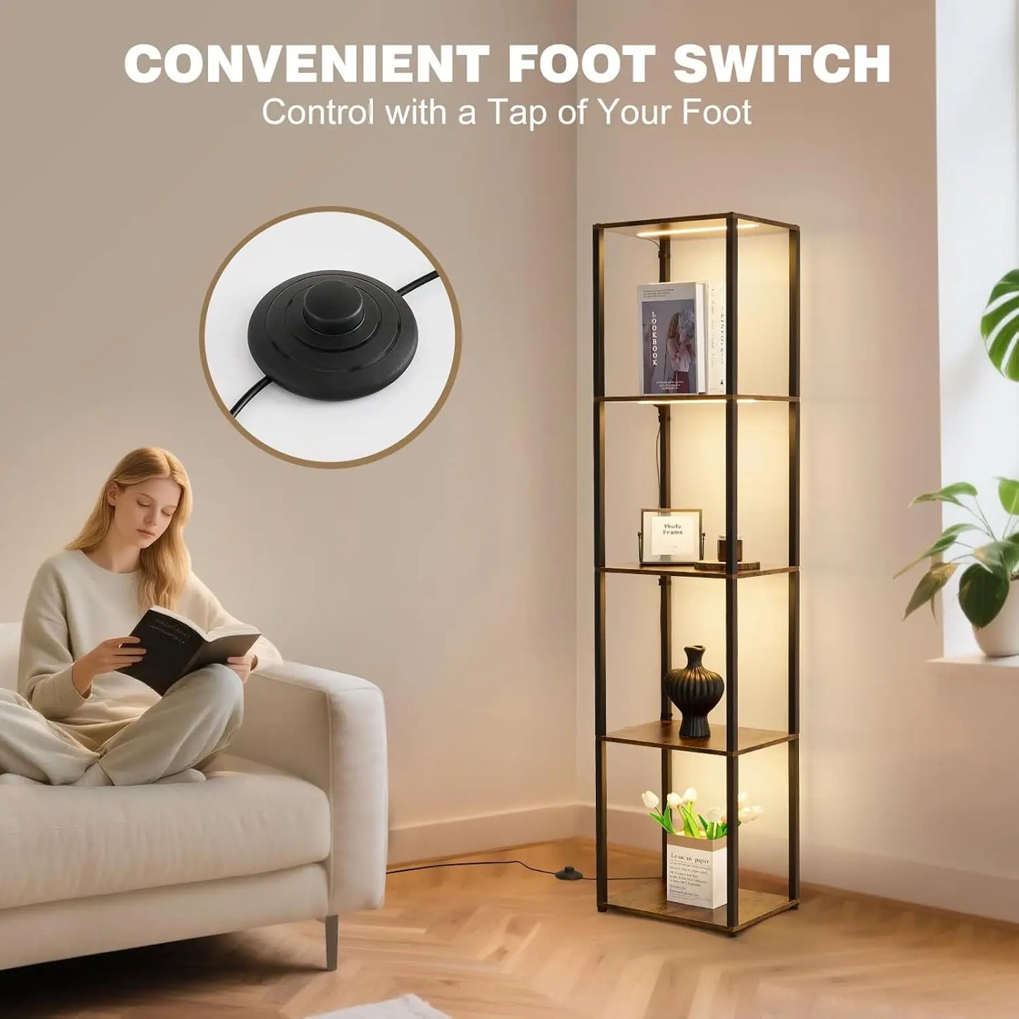 5-Tier Corner Display Shelf with Dimmable LED Lights, Curio Cabinet for Collectibles and Decor in Living Room, Bedroom, Office