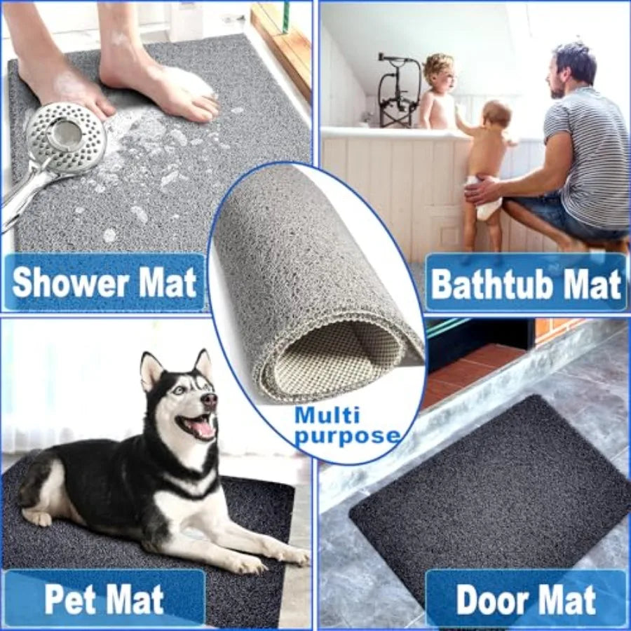 Shower Mats Non Slip for Elderly 24x47'' Extra Large Loofah Bath Mats for Shower Non-Slip Bath for Elderly Black