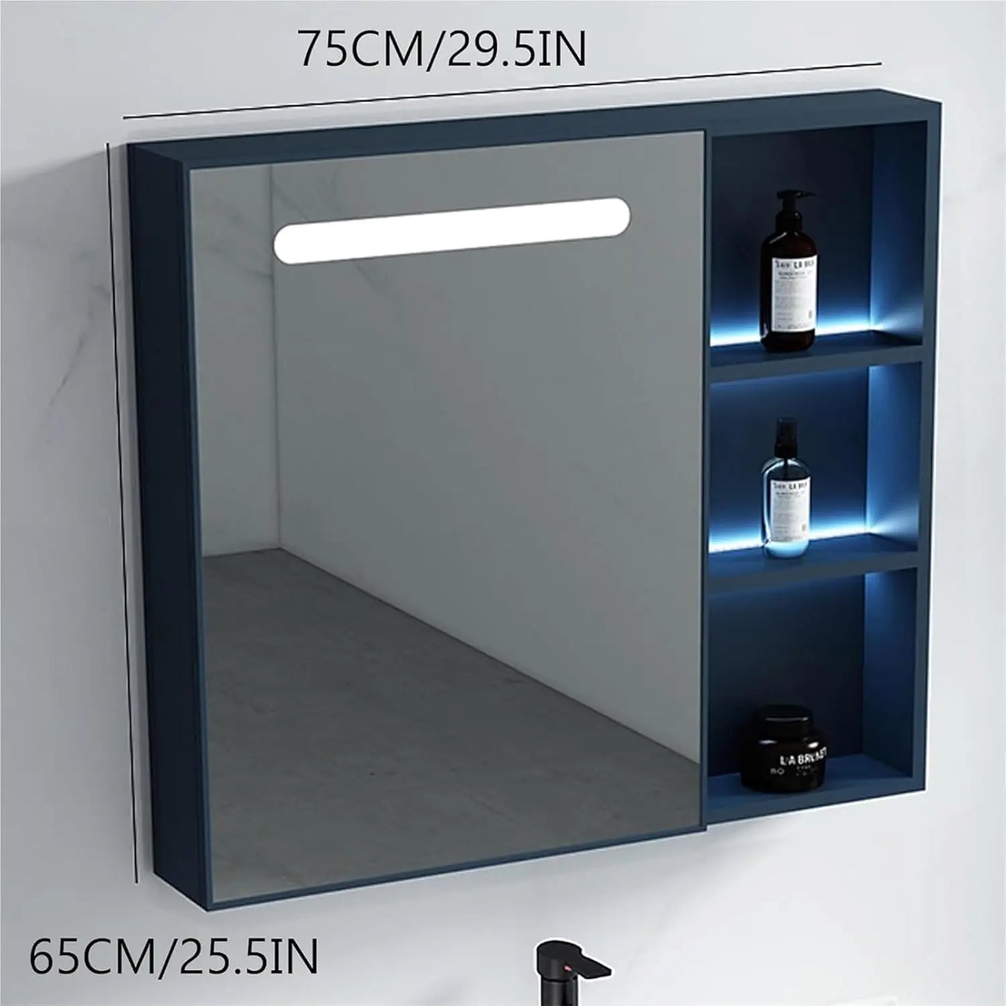 Bathroom Medicine Cabinet with Mirror, Bathroom Mirror with Storage with LED Light Open Style Bathroom Medicine, Customized
