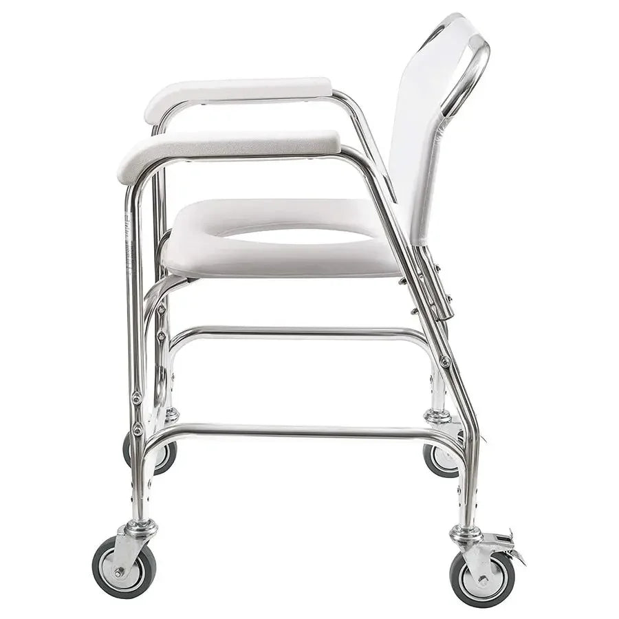Rolling Shower Chair, Commode, Transport Chair, FSA Eligible, Rolling Bathroom Wheelchair for Handicap, Elderly, Injured or Dis