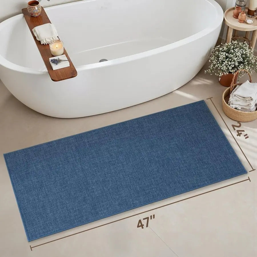 Bathroom Runner RugUltra Thin Non Slip Bath Mat Runner for Bathroom Mat Quick Dry, Rubber Backing Washable Runner Bathroom Rugs
