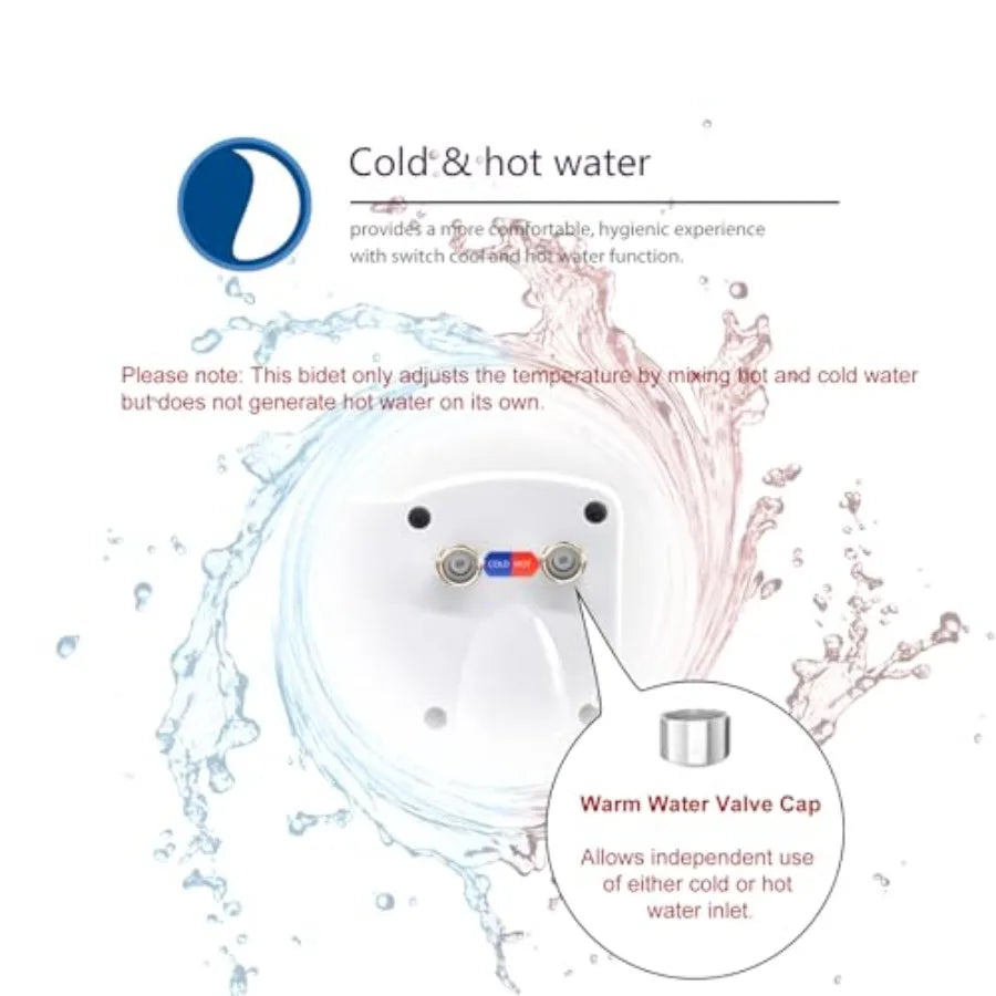 Self Cleaning Hot and Cold Water Bidet with Dual Nozzle for Male and Female Use - Non-Electric Mechanical Toilet Attachment - T