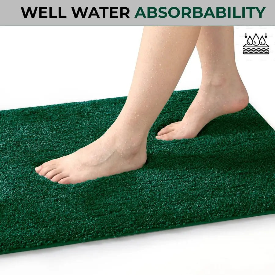 Rug Set 2Piece, Thick ampSoft Microfiber Shaggy, U Shaped Contour, Machine Washable Bath Mats, Absorbent Bath Rugs, NonSlip Rubb
