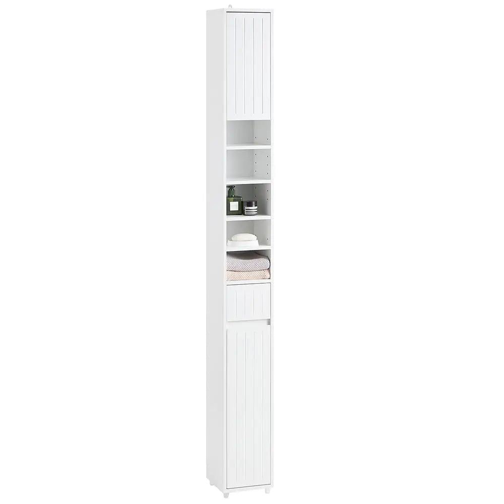 Narrow Bathroom Storage Cabinet Adjustable Shelves Anti-Tipping Tall Floor Cupboard Blue Customized