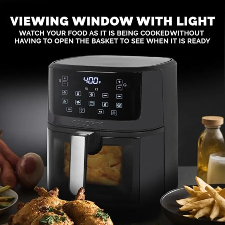 7 Quart Air Fryer with Touchscreen Controls 10 Cooking Presets in 12 Food Categories Large Illuminated View Window Nonstick Bas