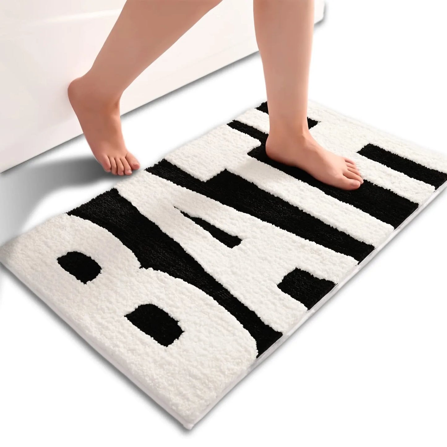 Bathroom Rug Black and White Non Slip Bath Mat Thick Soft Absorbent Floor Mat for Modern Home Decor Extra Large