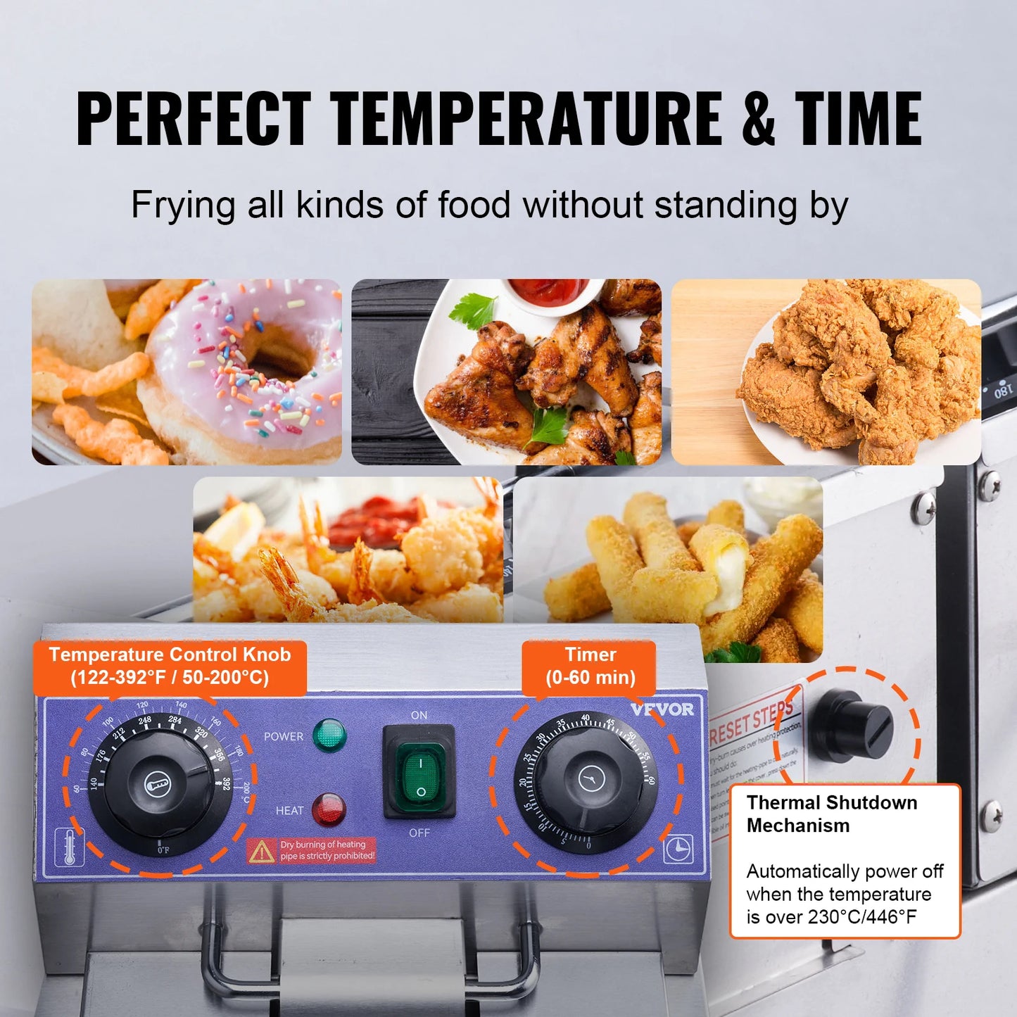 SucceBuy  Electric Deep Fryer w/Dual Removable Tanks 12L 5000W Commercial Countertop  Fryer for Chicken French Fries