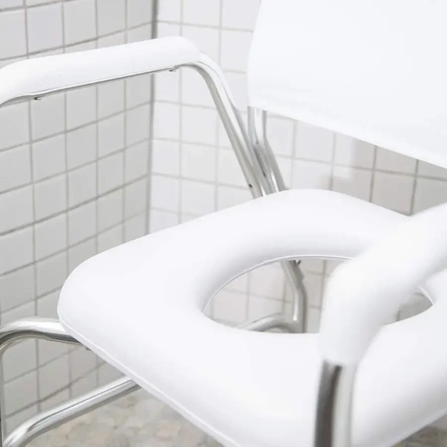 Rolling Shower Chair, Commode, Transport Chair, FSA Eligible, Rolling Bathroom Wheelchair for Handicap, Elderly, Injured or Dis