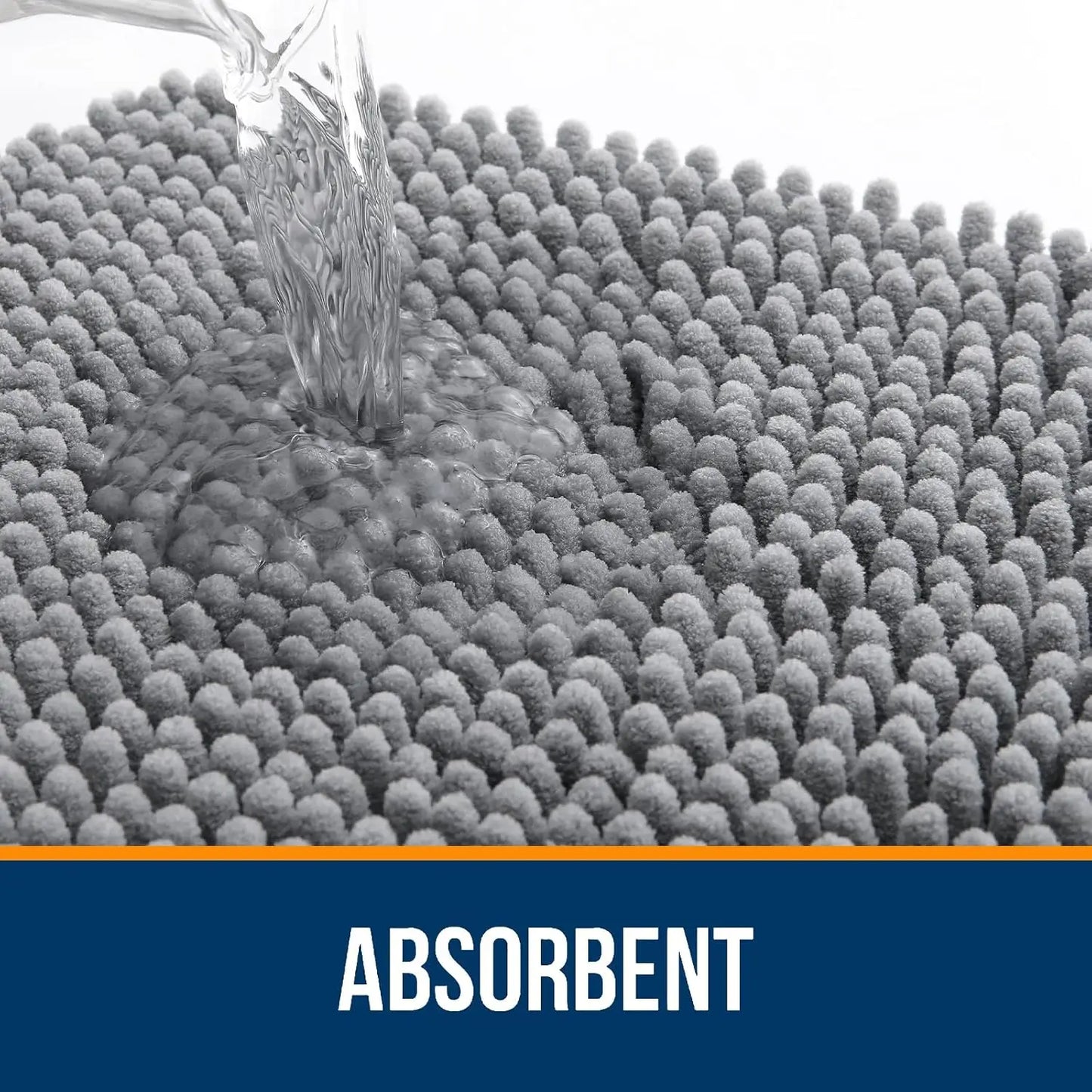 Soft Absorbent Chenille Bath Rugs 50x30, Quick Dry Rubber Backing, Machine Washable for Bathroom Floor and Shower