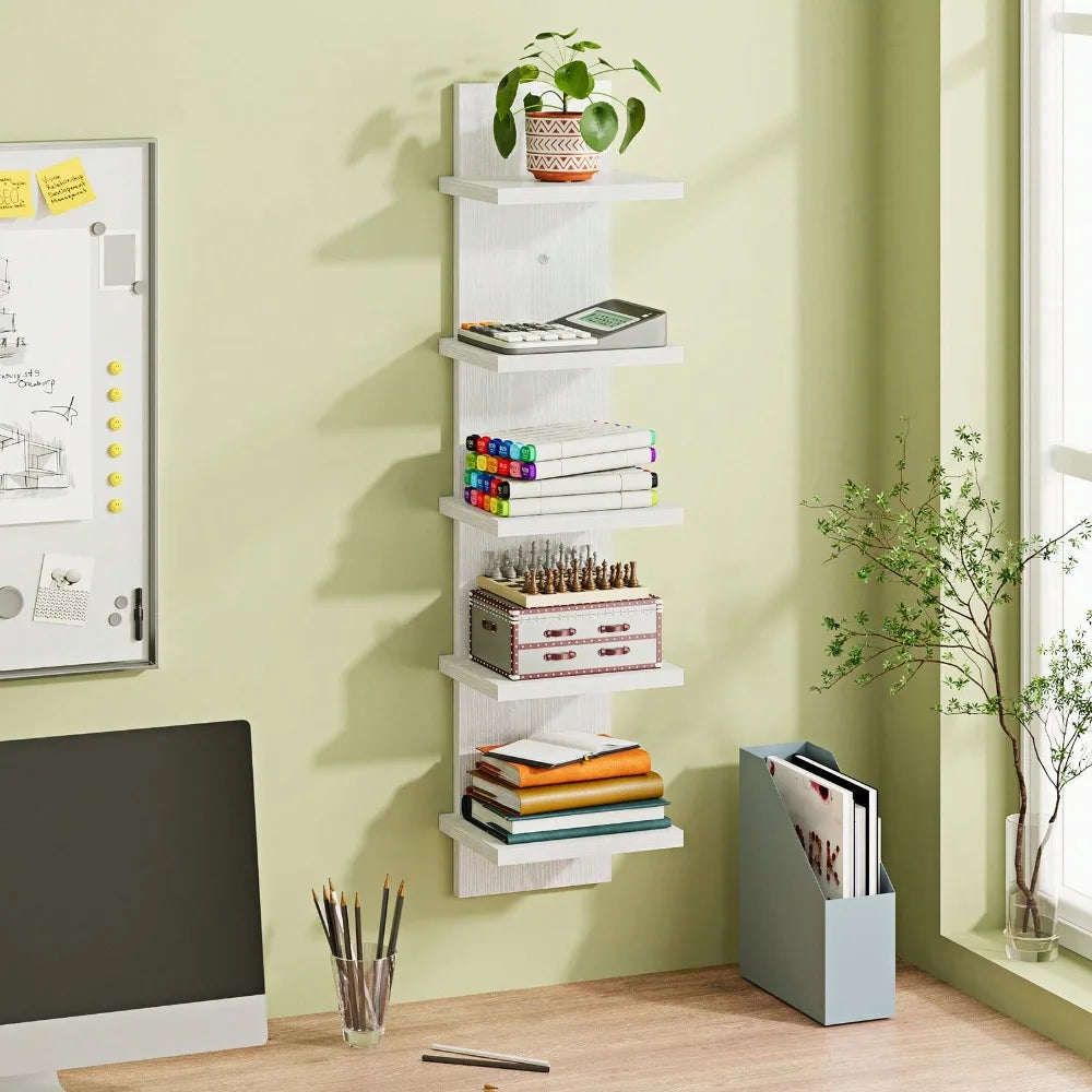 5-Tier Wall Mounted Shelf Versatile Storage Display Rack For Bedroom Living Room