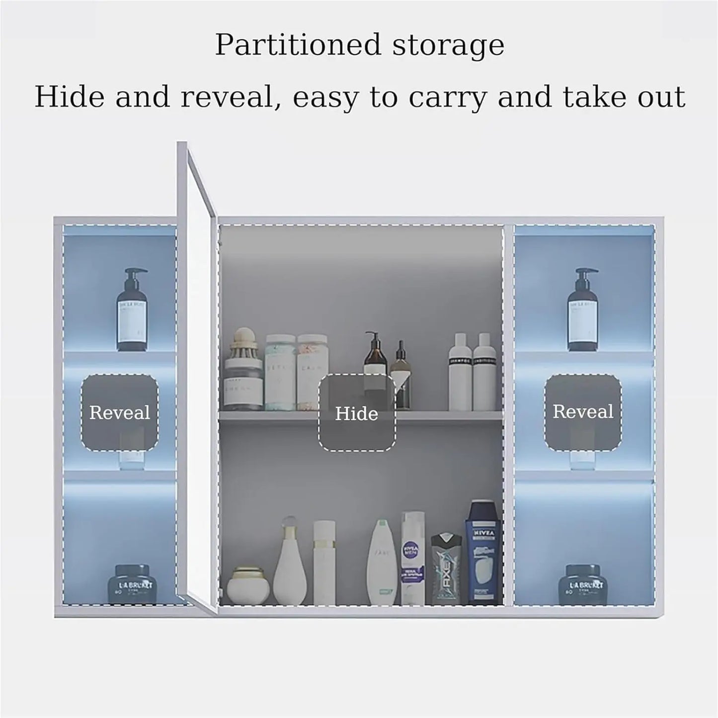 Bathroom Medicine Cabinet with Mirror, Bathroom Mirror with Storage with LED Light Open Style Bathroom Medicine, Customized
