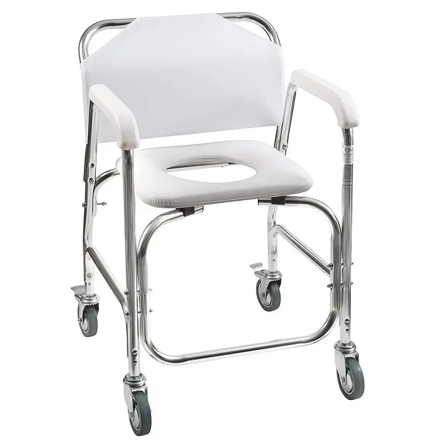 Rolling Shower Chair, Commode, Transport Chair, FSA Eligible, Rolling Bathroom Wheelchair for Handicap, Elderly, Injured or Dis