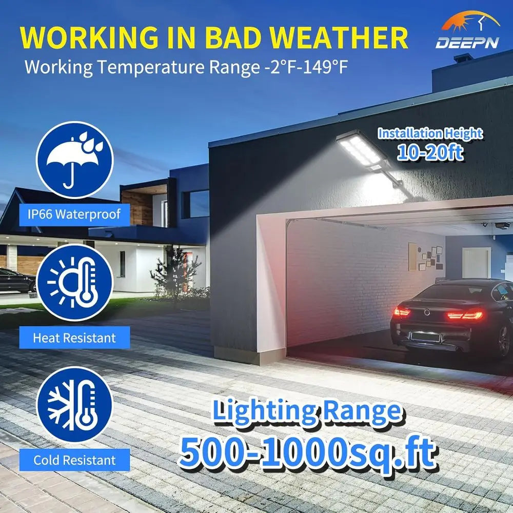 Lights Outdoor, IP66 Waterproof Street Lights Outdoor, 6500K Dusk to r Security flood Lights Motion Sensor with Remote Control o