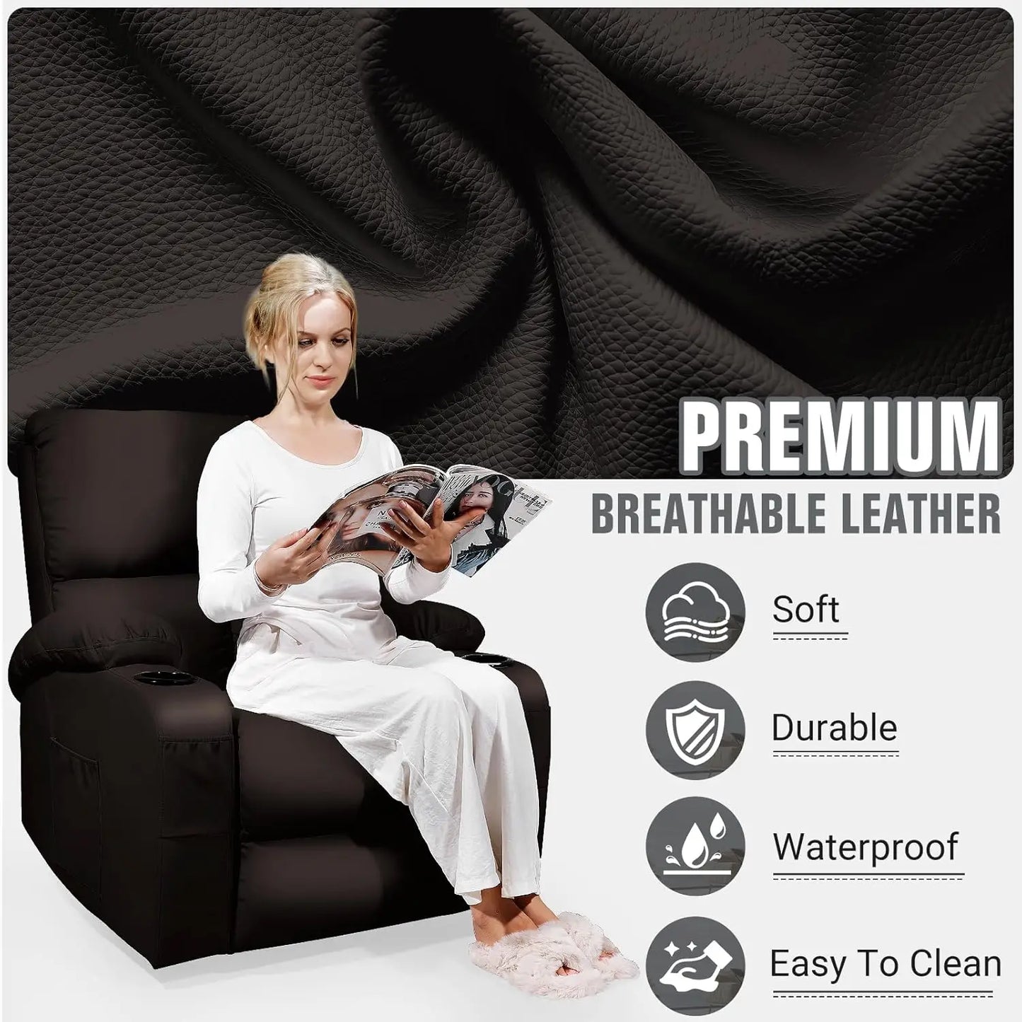 Rocking Recliner Chair, Massage Rocker Recliner Chair with Vibration Massage and Heat,360° Swivel Recliner Chairs,, Customized