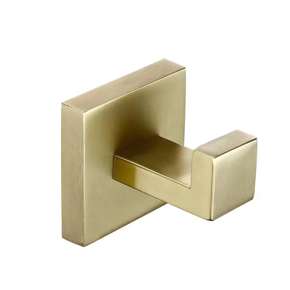 Brushed GoldBathroom Hardware Set Kit Accessories Wall Shelf Towel Bar Rack Rail Robe Hanger Toilet Brush Roll Paper Holder Dish