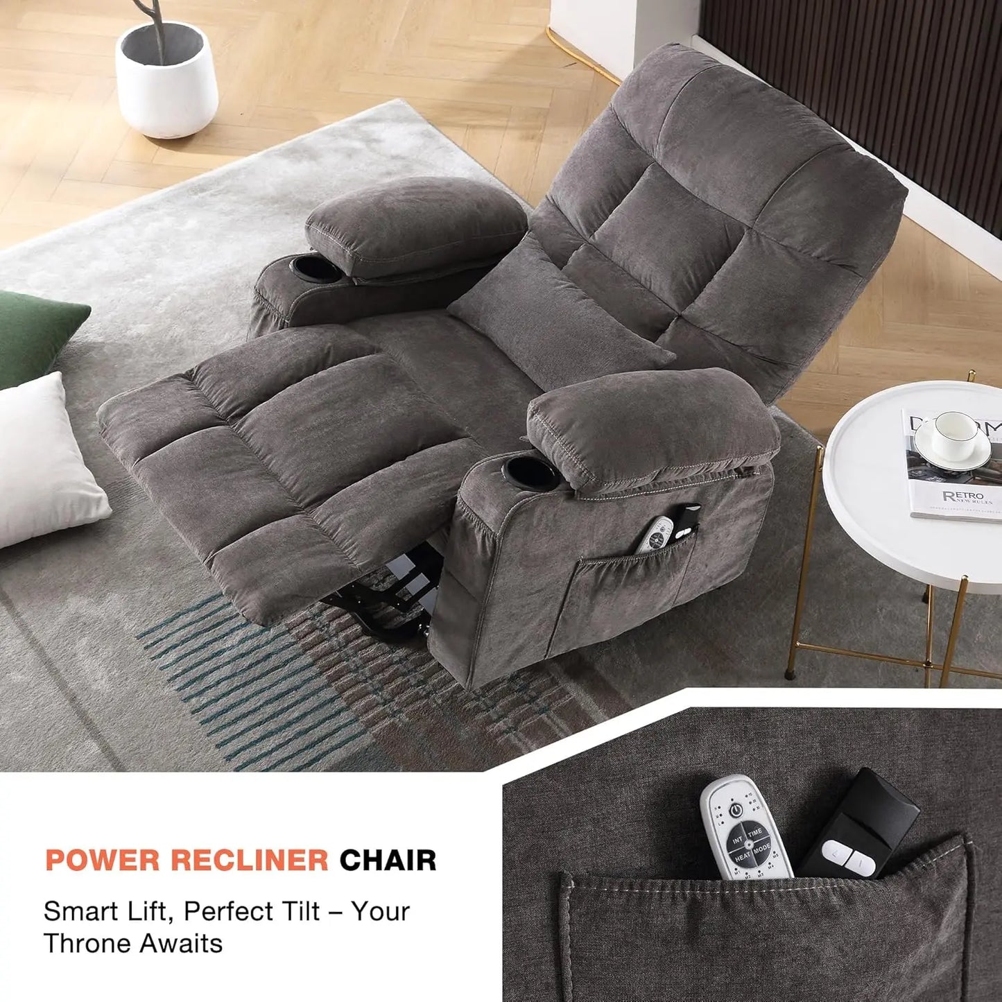 Power Lift Recliner Chair for Elderly with Vibration Massage and Lumbar Heating, Electric Lift Recliner Single Sofa, Customized