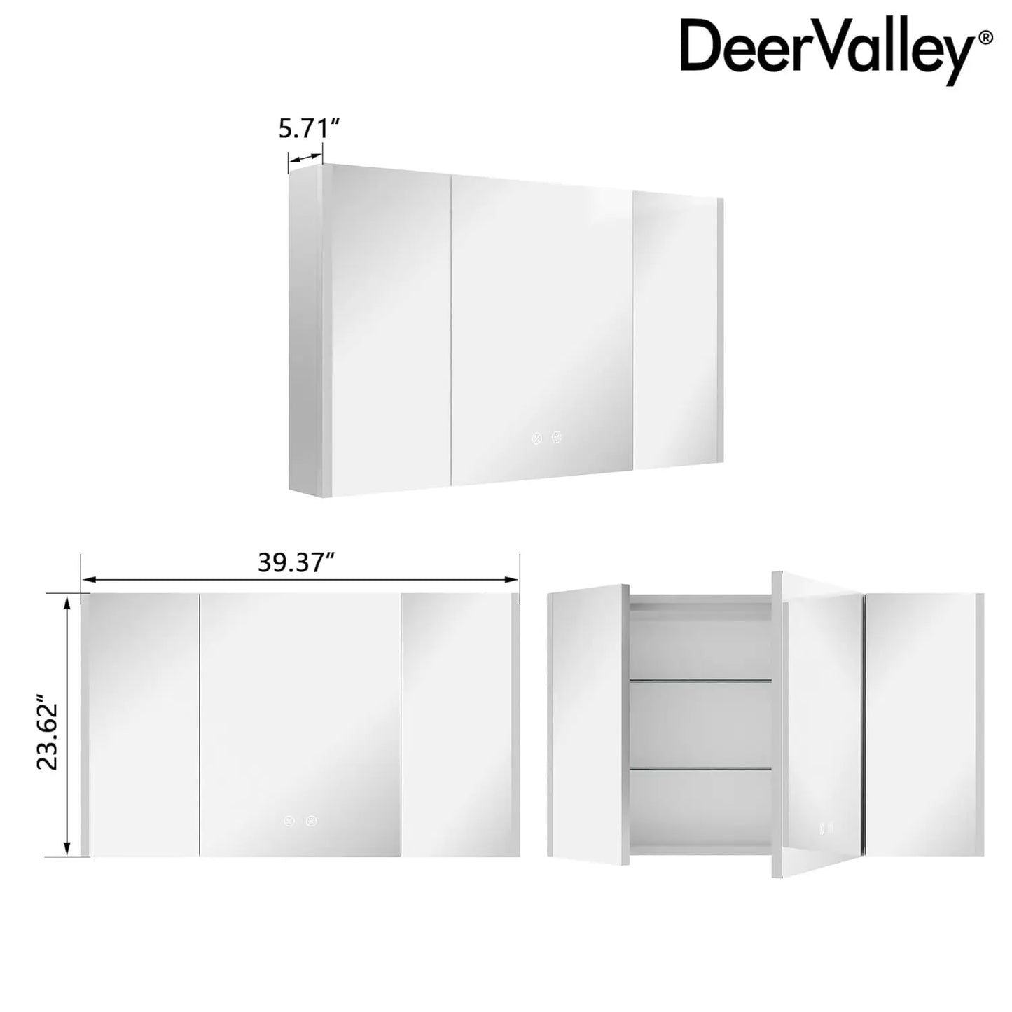 24 x 40 Inch LED Medicine Cabinet with Mirror, Lighted Bathroom Smart Mirror Cabinet with Bluetooth, Customized