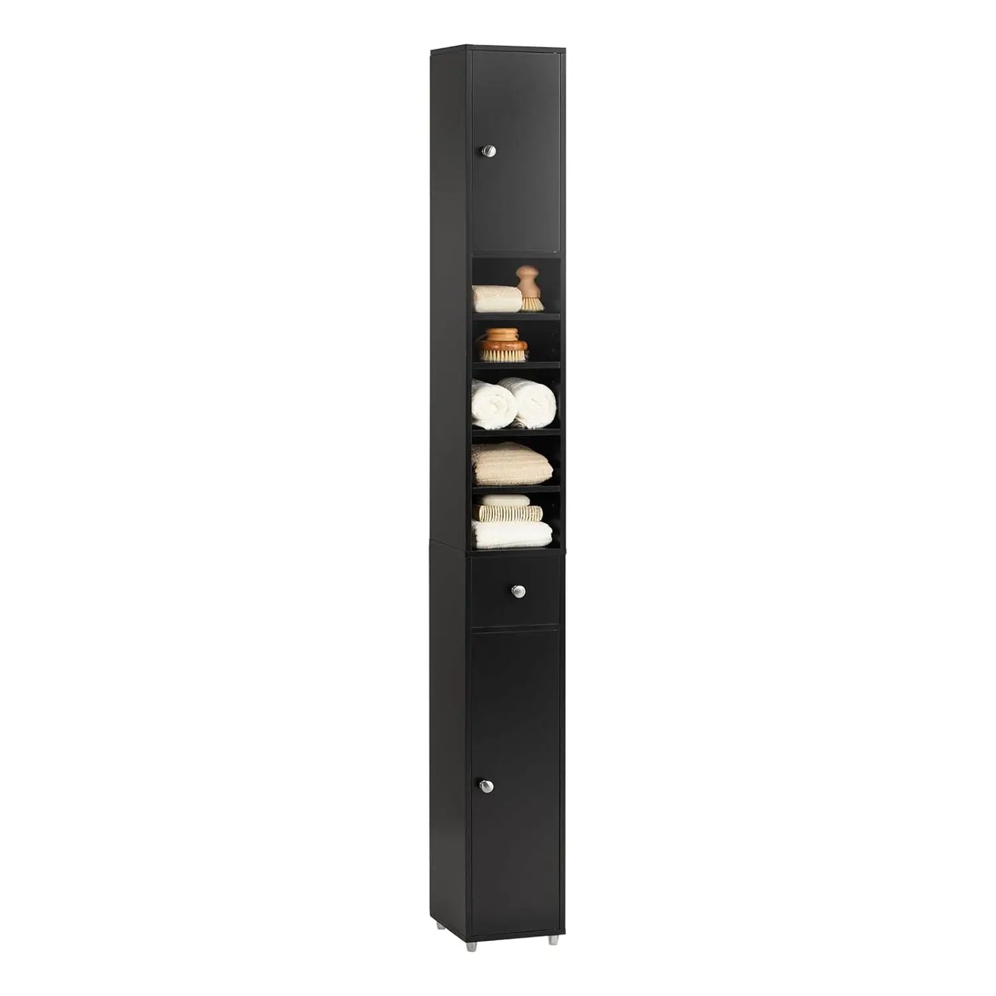 Narrow Bathroom Storage Cabinet Adjustable Shelves Anti-Tipping Tall Floor Cupboard Blue Customized