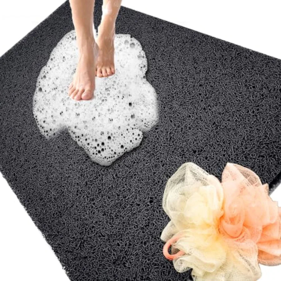 Shower Mats Non Slip for Elderly 24x47'' Extra Large Loofah Bath Mats for Shower Non-Slip Bath for Elderly Black