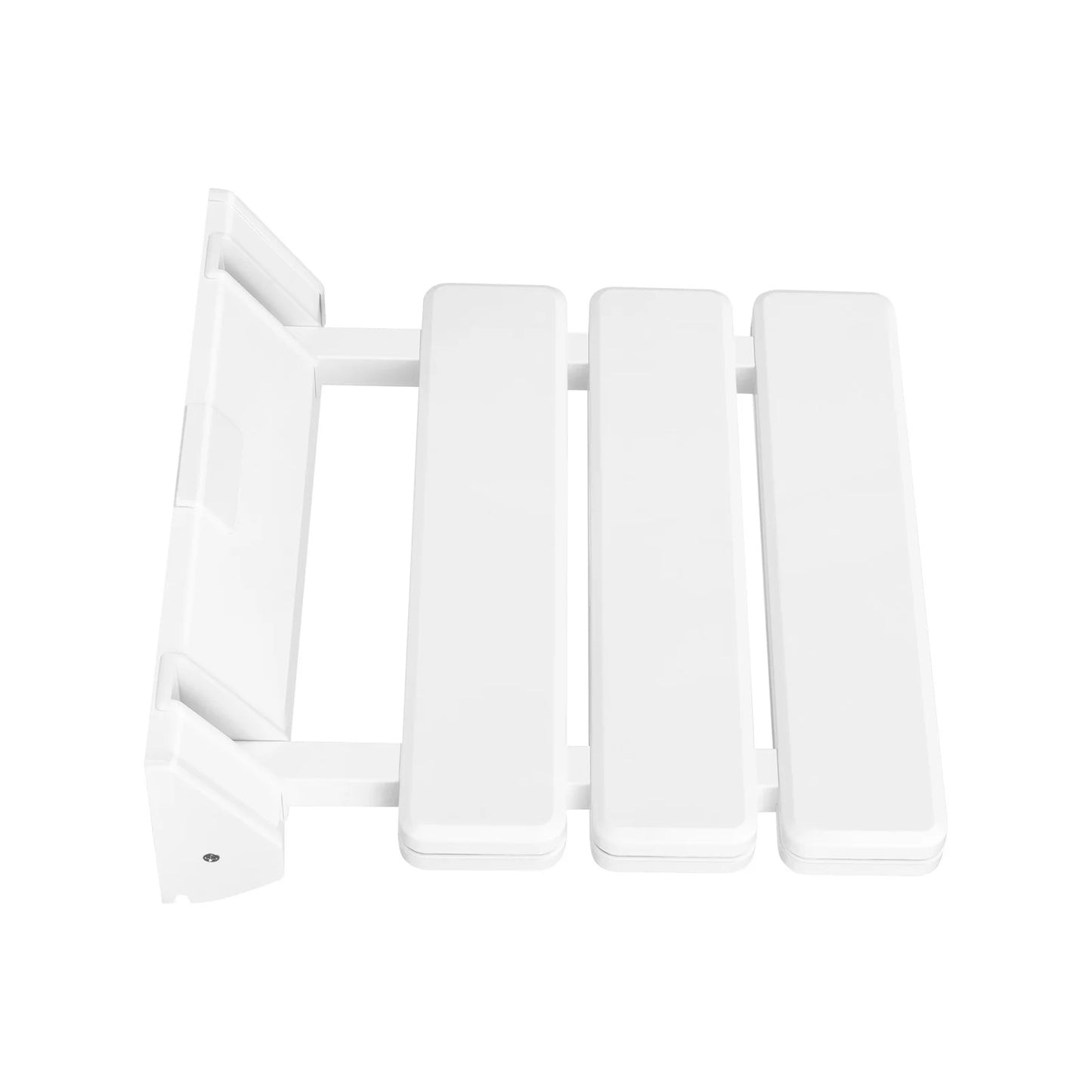 Folding Shower Seat Wall Mounted, Up to 130kg/286.6lbs, Secure Ergonomic Foldable Shower Bench, Space Saving Fold Down, White