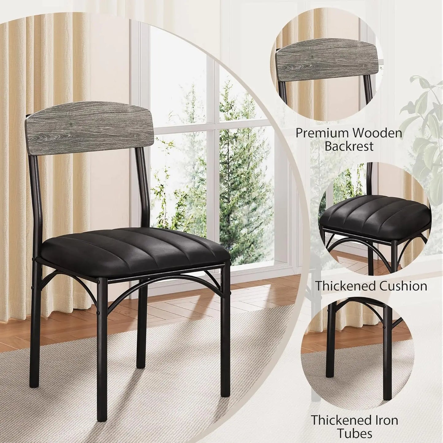 Round Dining Table Set for 4, Kitchen and Chairs for 4, Circle Round Pedestal Dining Room Dinner Dinette Set,5