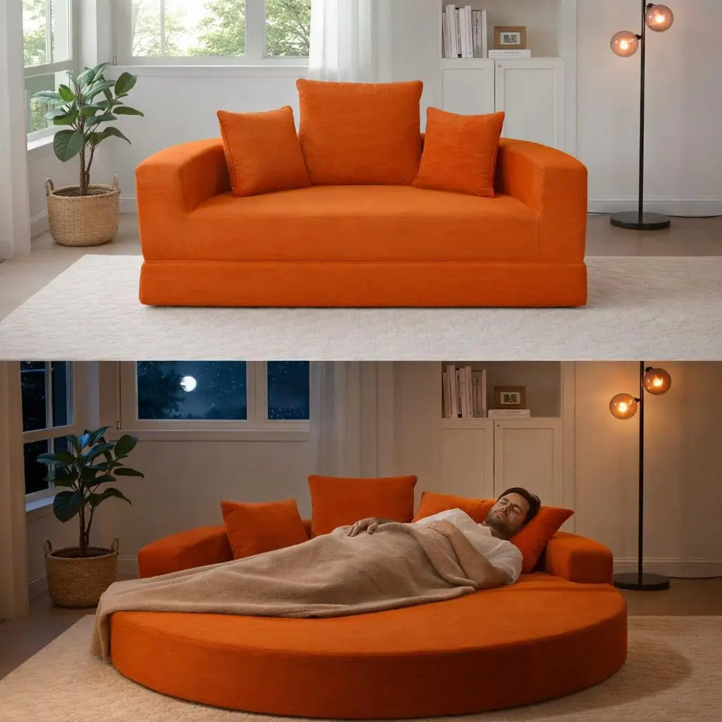 Convertible Corduroy Loveseat Sleeper 67in Pull-Out Floor Bed 3 Pillows 550lbs Capacity, Customized