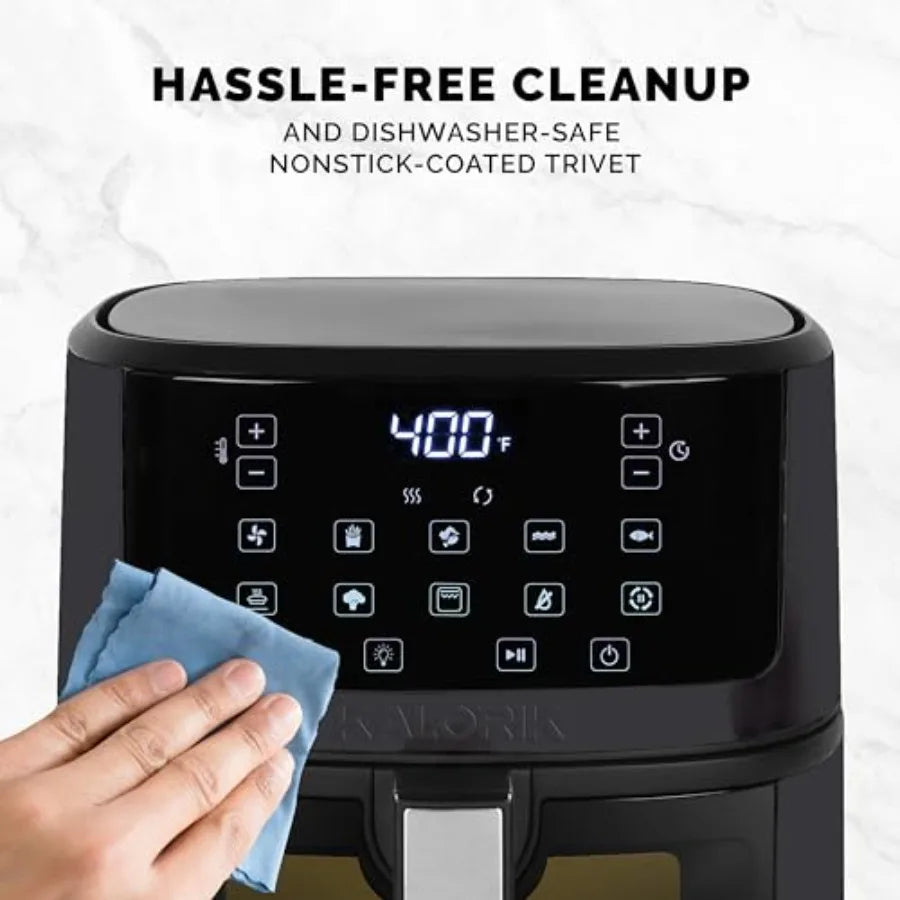 7 Quart Air Fryer with Touchscreen Controls 10 Cooking Presets in 12 Food Categories Large Illuminated View Window Nonstick Bas