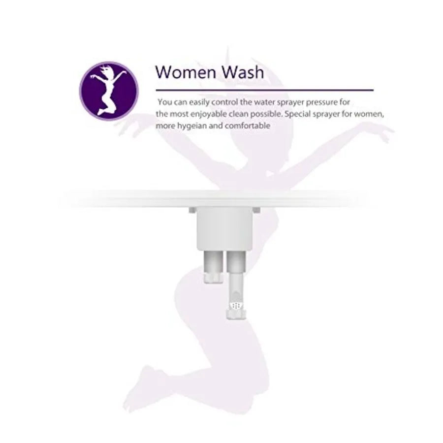 Self Cleaning Hot and Cold Water Bidet with Dual Nozzle for Male and Female Use - Non-Electric Mechanical Toilet Attachment - T