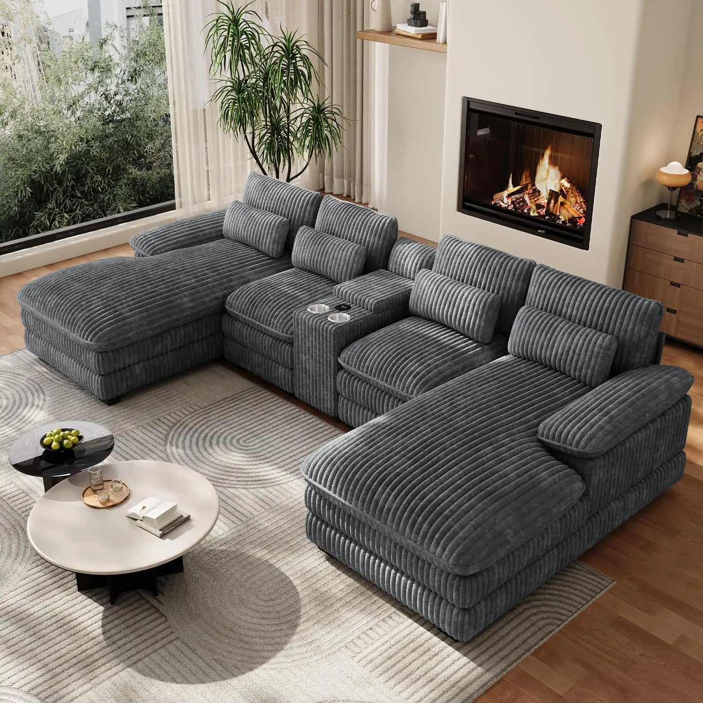 133" Oversized U Shaped Cloud Couch Modular Sectional Couches for Living Room Comfy Chenille Deep Seat Sofa Set, Customized
