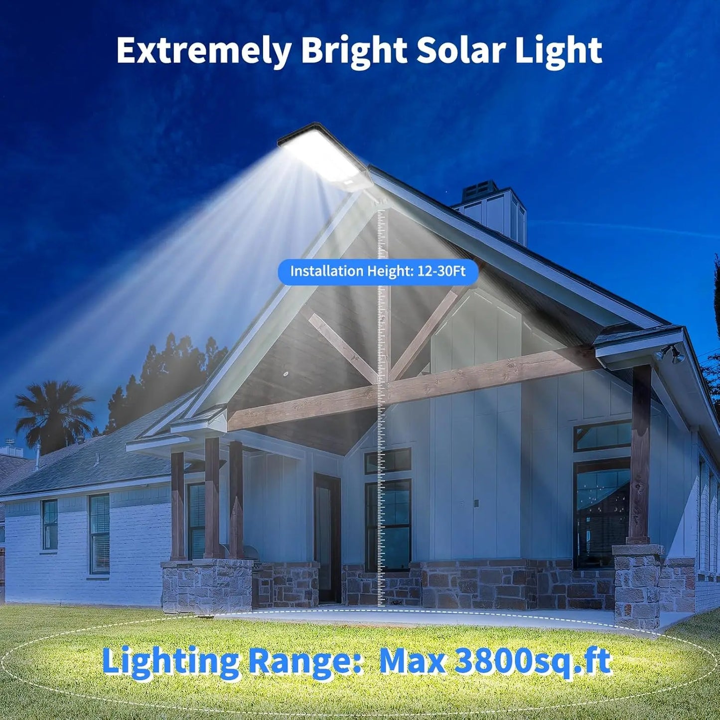 9000W Solar Street Lights Outdoor, Dusk to Dawn LED Security Flood Light with Motion Sensor and Remote Control