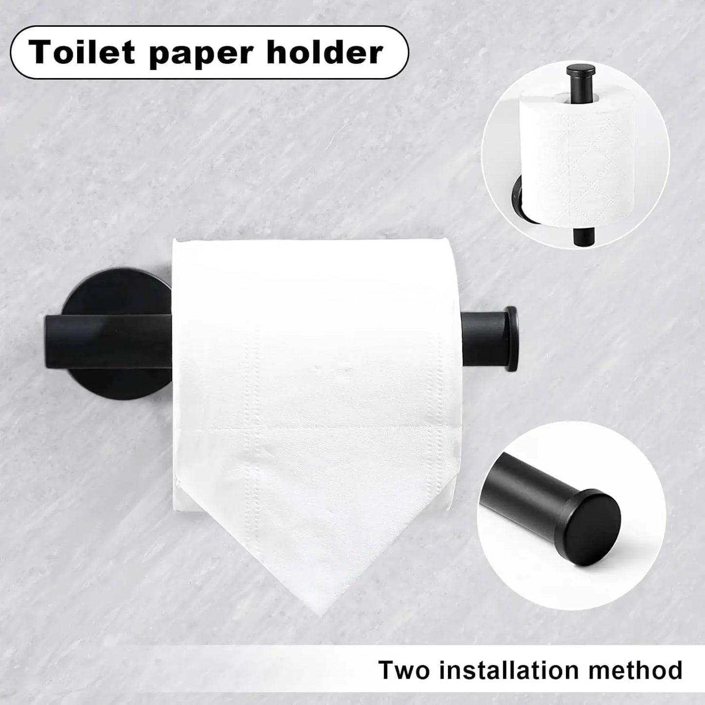 15-Piece Matte Black Bathroom Hardware Set with Towel Bars, Rings, Paper Holder & Hooks