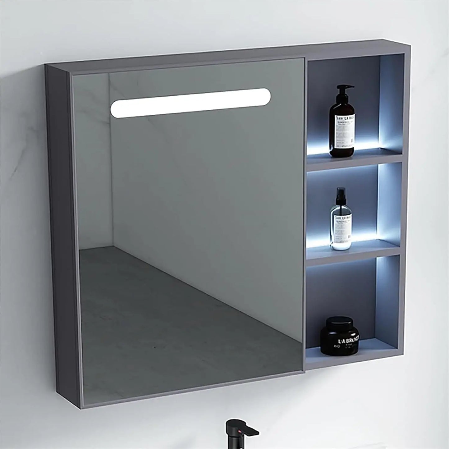 Bathroom Medicine Cabinet with Mirror, Bathroom Mirror with Storage with LED Light Open Style Bathroom Medicine, Customized