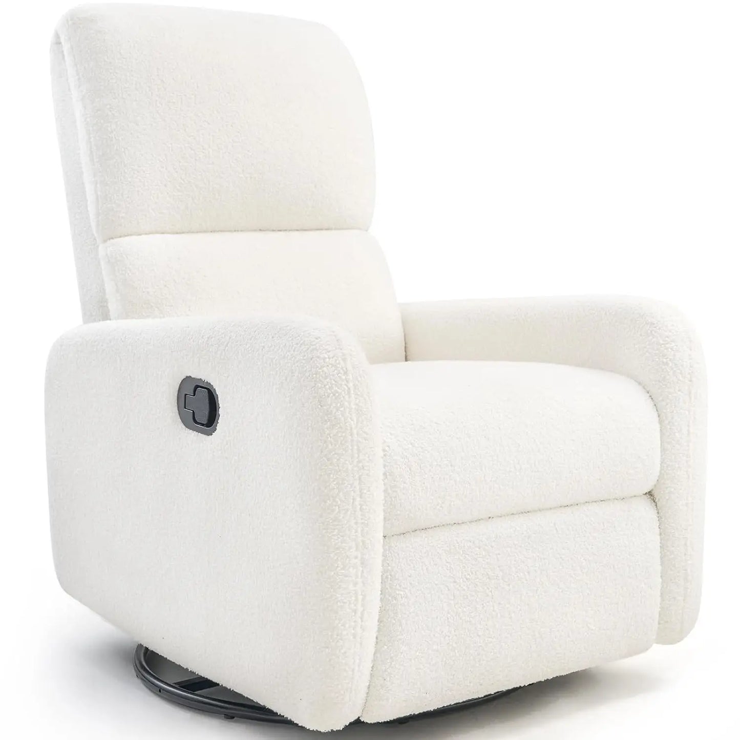 Swivel Glider Rocking Recliner Chair Upholstered Comfy Nursery Living Room Bedroom Teddy White No Side Pockets, Customized