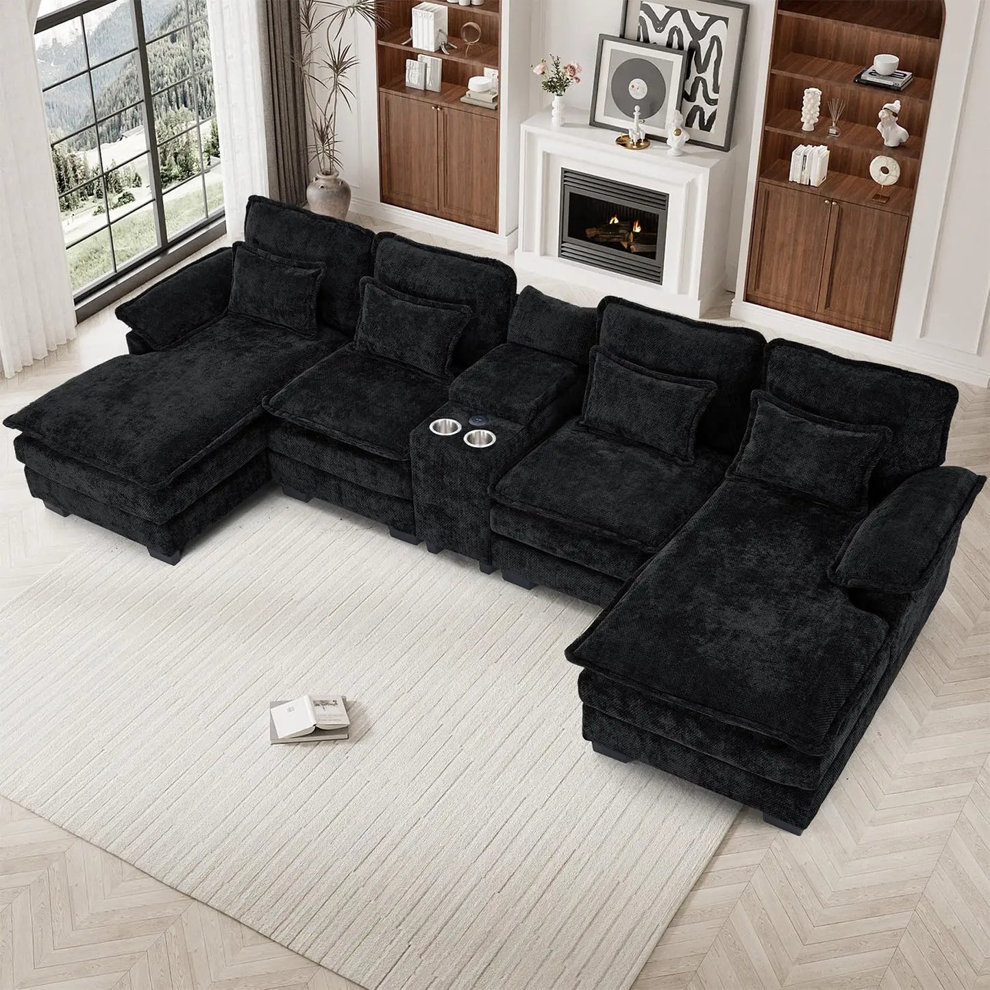 133" Oversized U Shaped Cloud Couch Modular Sectional Couches for Living Room Comfy Chenille Deep Seat Sofa Set, Customized