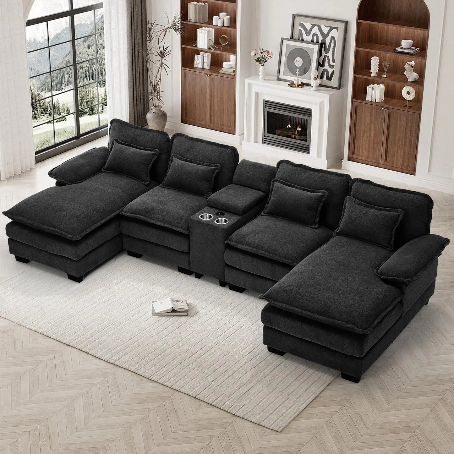 133" Oversized U Shaped Cloud Couch Modular Sectional Couches for Living Room Comfy Chenille Deep Seat Sofa Set, Customized