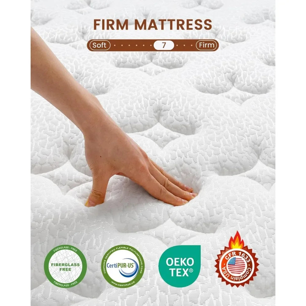 BedStory Firm Queen Mattress 14 Inch - Hybrid Mattress with Orthopedic Spinal Support for Back Pain - Advanced Pocket Spring and