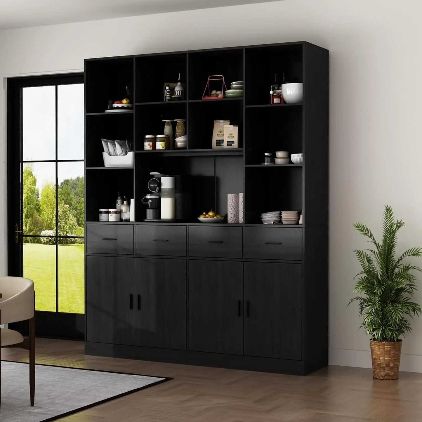 Kitchen Pantry Storage Cabinet with Doors and Shelves, Rotating Racks, Tall Pantry Cabinet Cupboard with Door, Customized