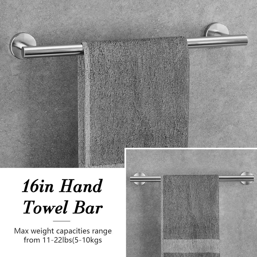 10-Piece Brushed Nickel Bathroom Hardware Set: Stainless Steel Towel Racks, Hooks & Holders