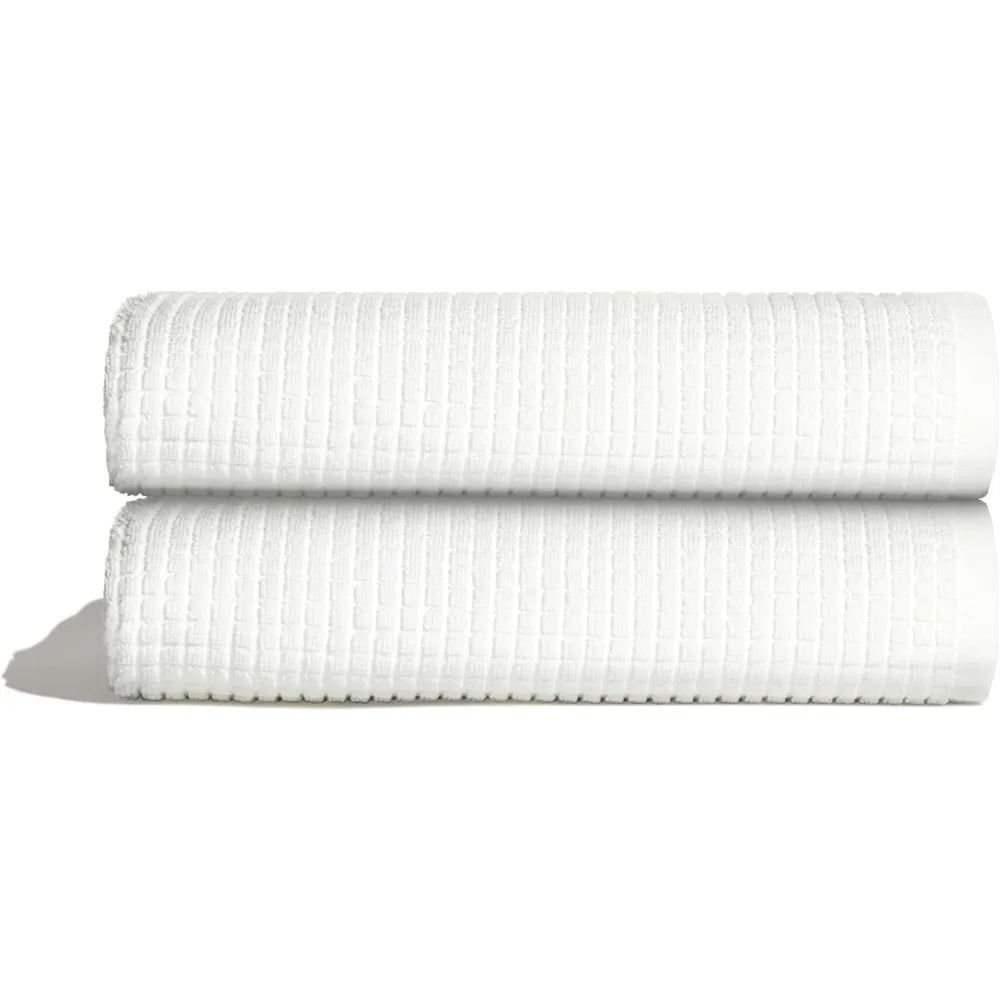 Terry Cotton Waffle Bath Towel Set – 2 Pack Luxury, Quick Dry & Absorbent Bathroom Towels – Soft, Lightweight, Durable Large