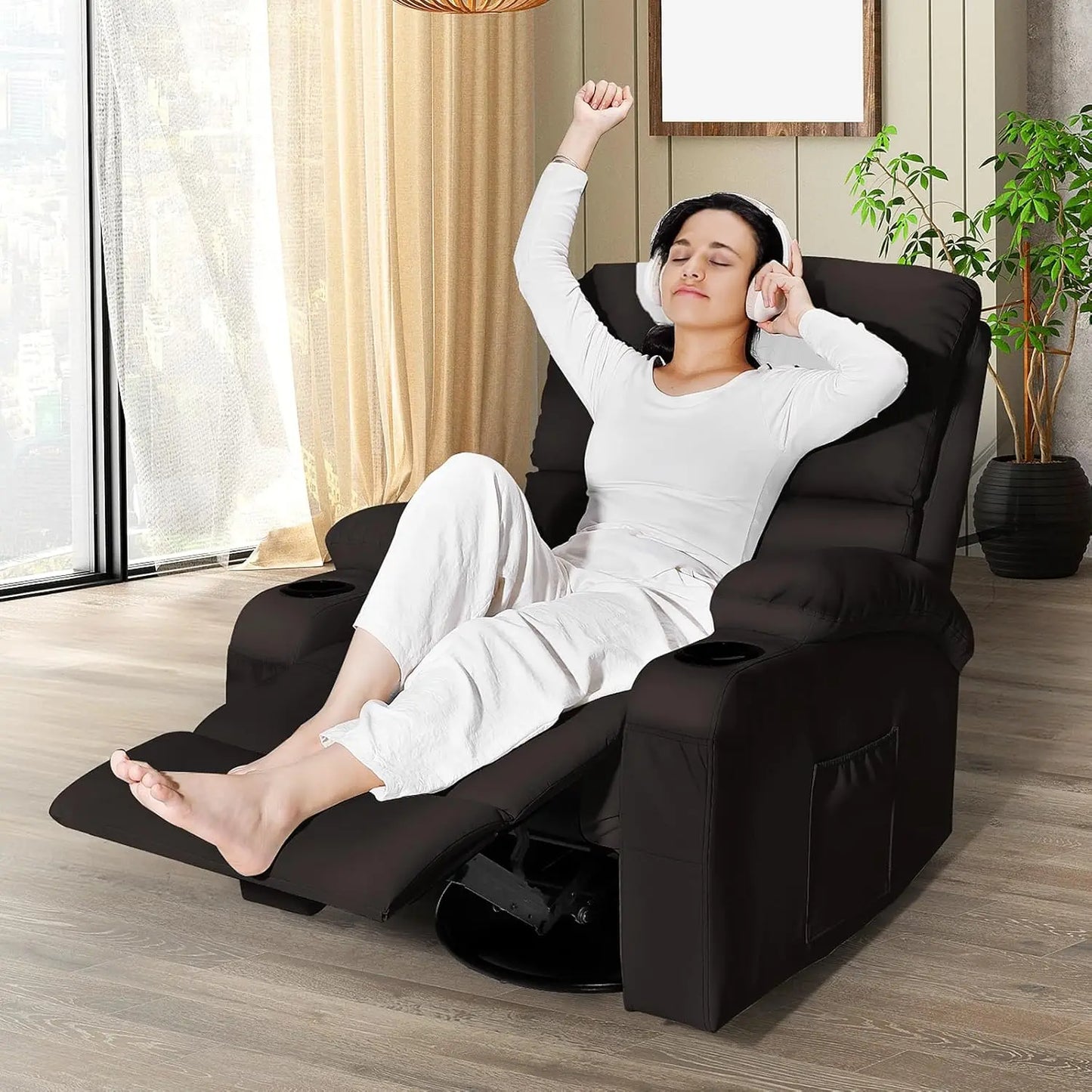 Rocking Recliner Chair, Massage Rocker Recliner Chair with Vibration Massage and Heat,360° Swivel Recliner Chairs,, Customized