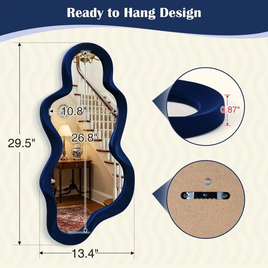 Room Mirrors for Wall Decor, 13.8x29.7 Wall Mounted Cloud Mirror for Living Room