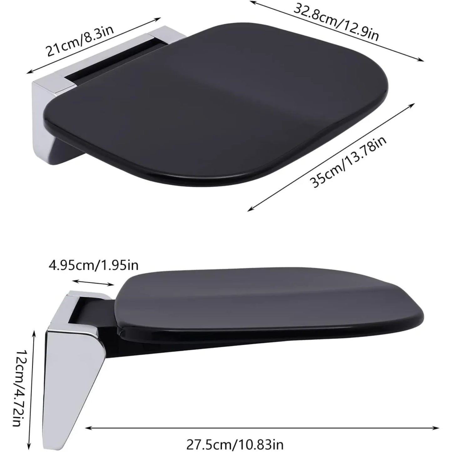 Folding Shower Seat Wall Mounted Easy Clean 400 LB Capacity Foldable Shower Chair Fold Up Shower Stool for Adults Elderly