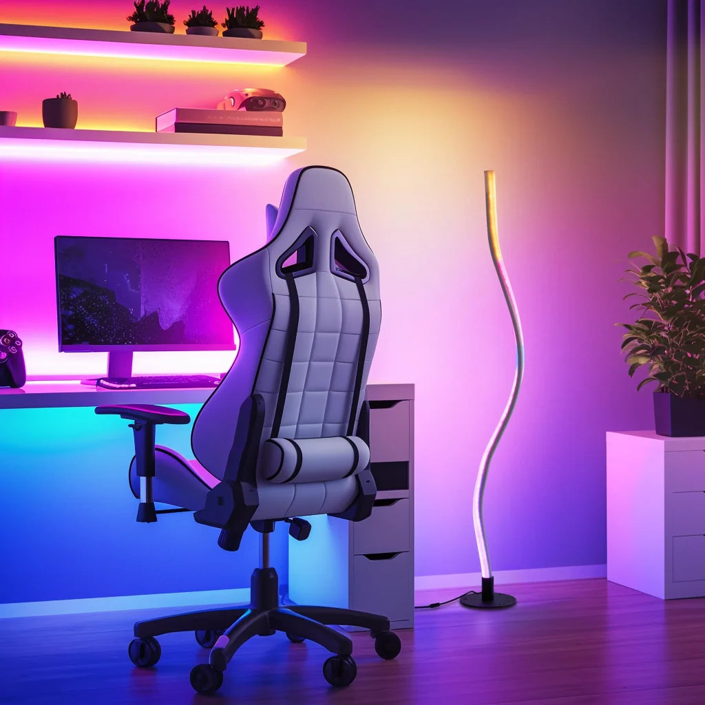 RGBW Bendable Floor Lamp with App Control - Modern LED Light for Living Room 16 Colors, Standing Lamp for Home Office