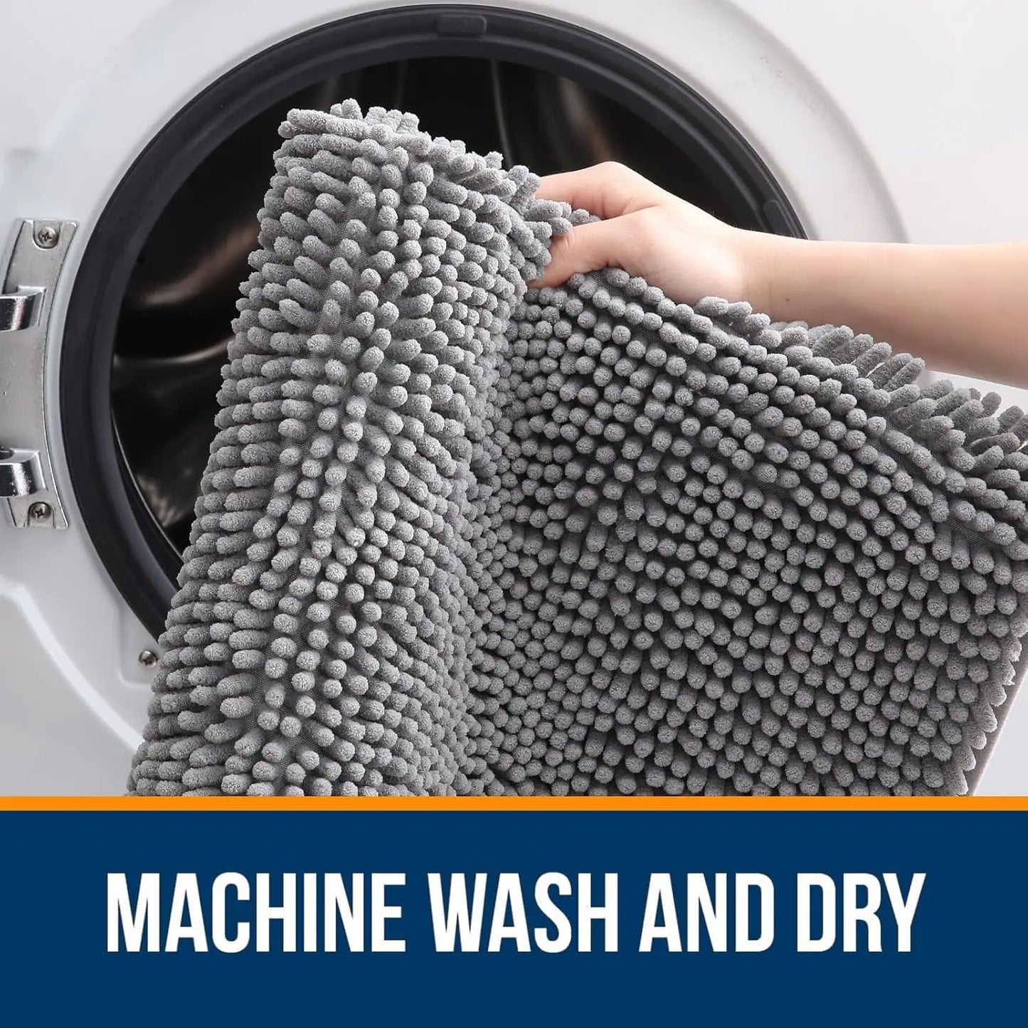 Soft Absorbent Chenille Bath Rugs 50x30, Quick Dry Rubber Backing, Machine Washable for Bathroom Floor and Shower