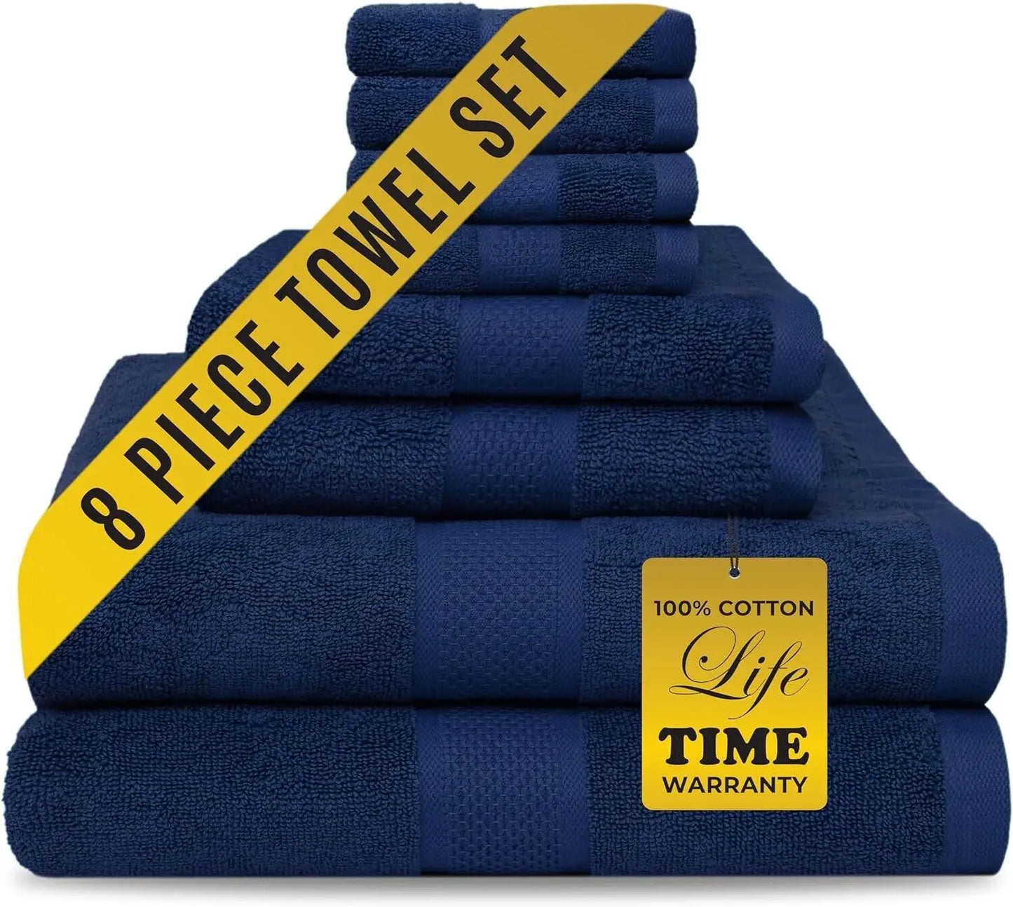 towel8 Piece Blue Towel Gift Set 2 Bath Towels 2 Hand Towels 4 Washcloths 100 Cotton Soft Absorbent Luxury Towels for Bathroom