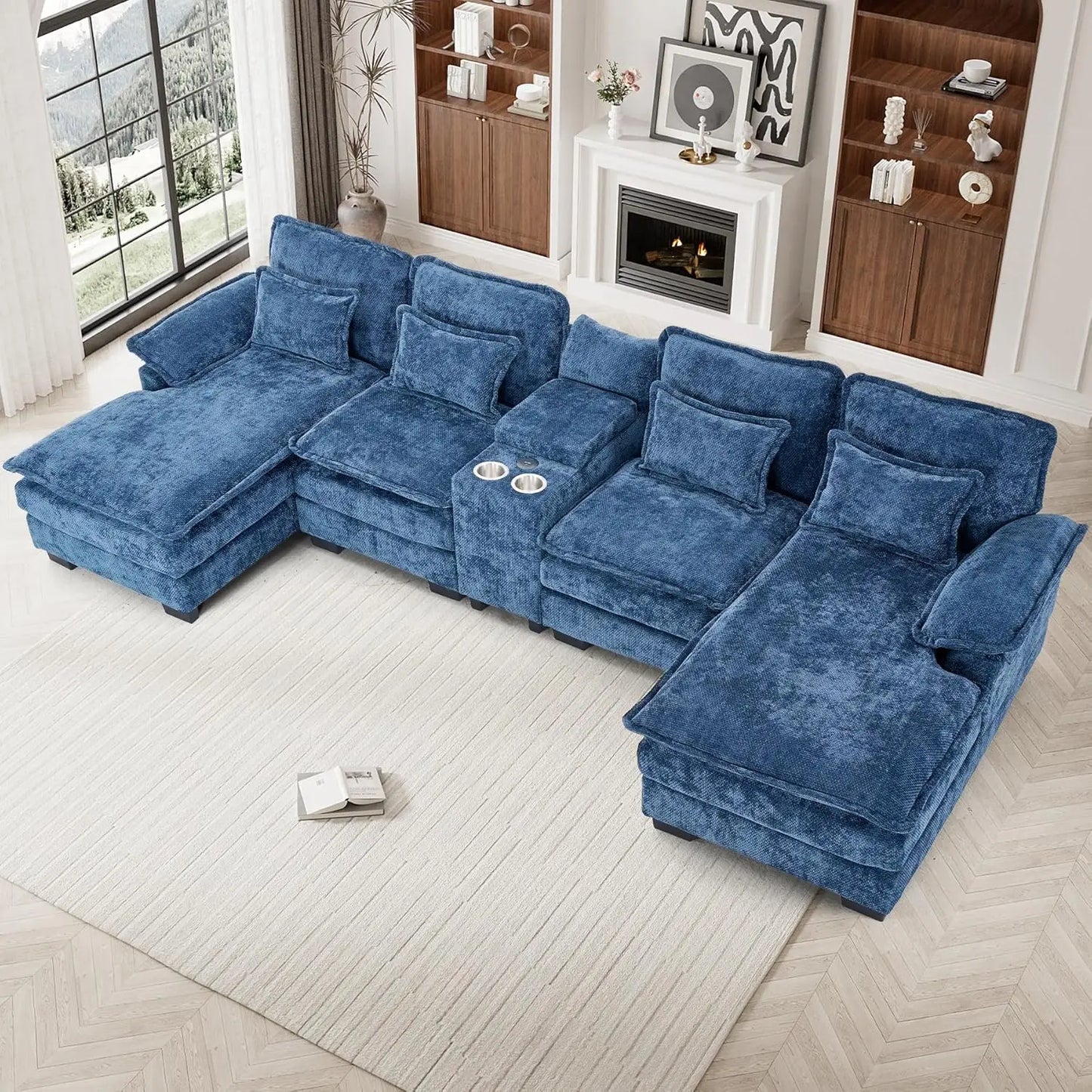 133" Oversized U Shaped Cloud Couch Modular Sectional Couches for Living Room Comfy Chenille Deep Seat Sofa Set, Customized