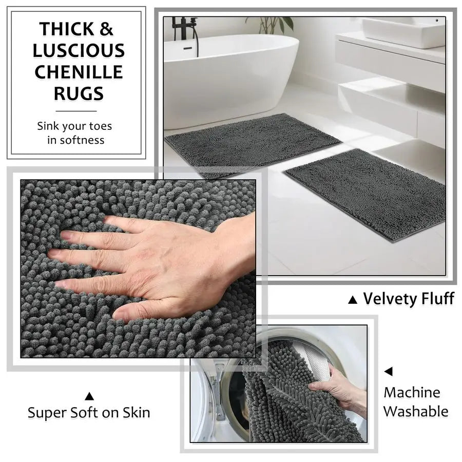 Grey Bathroom Sets with Shower Curtain and Rugs, Resin Bathroom Accessories Sets Complete with Soap Dispenser, Toothbrush Holde